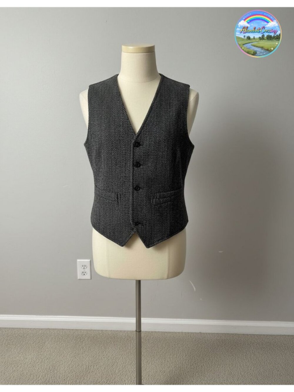 Men's V-Neck Herringbone Tweed Vest Retro Vintage Wedding Waistcoat Workwear